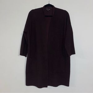 Eileen Fisher Women's Brown Merino Wool Cashmere Blend Open Front Loose Cardigan